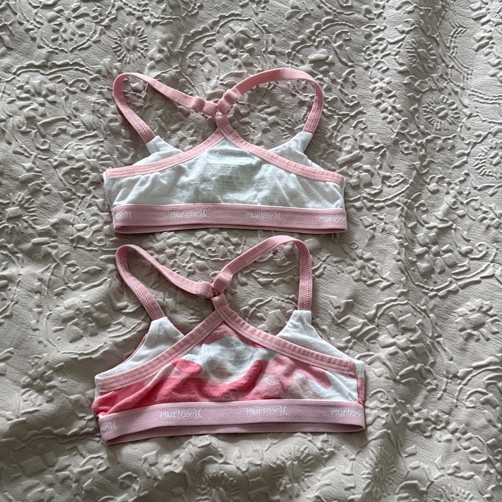 Hurley Bralette for Girls 4T Pink and White Top Duo for girl 4T 2 pack - Picture 2 of 6